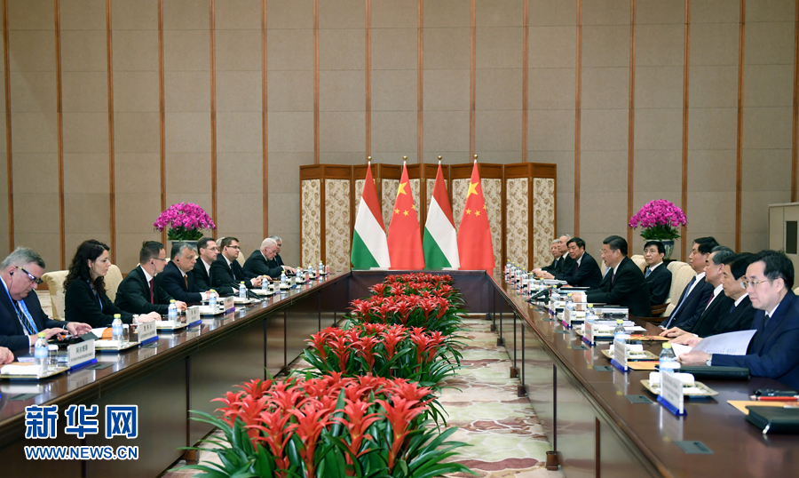 5月13日，国家主席习近平在北京钓鱼台国宾馆会见匈牙利总理欧尔班。新华社记者 张铎 摄