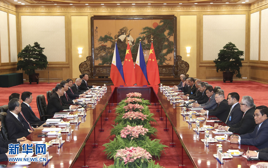 5月15日，国家主席习近平在北京人民大会堂会见来华出席“一带一路”国际合作高峰论坛的菲律宾总统杜特尔特。 新华社记者 庞兴雷 摄