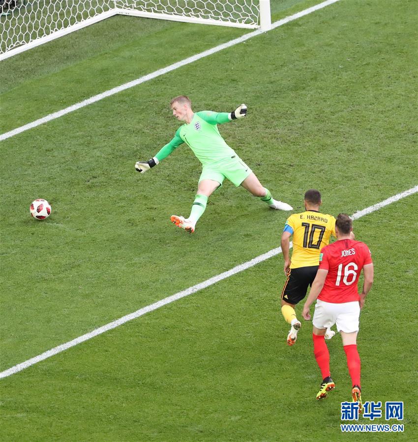 （世界杯·星光闪耀）（11）足球——三四名决赛：比利时队埃·阿扎尔破门