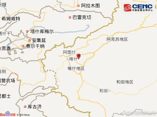 新疆喀什伽师县发生3.1级地震震源深度10千米