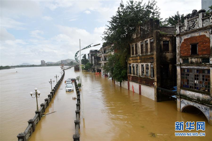 （关注“山竹”）（2）广东阳春部分街道房屋被洪水浸泡