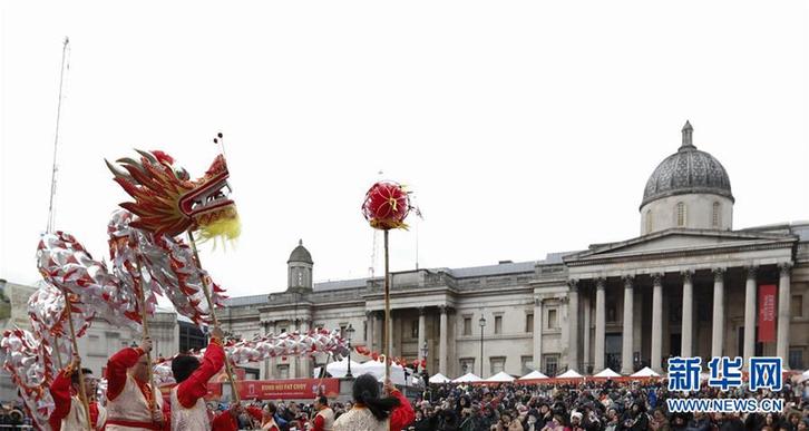 （国际）（1）伦敦特拉法加广场举行盛大春节庆典