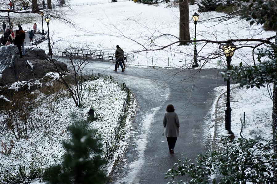 （新华视界）（7）纽约：中央公园首场雪景迎游客