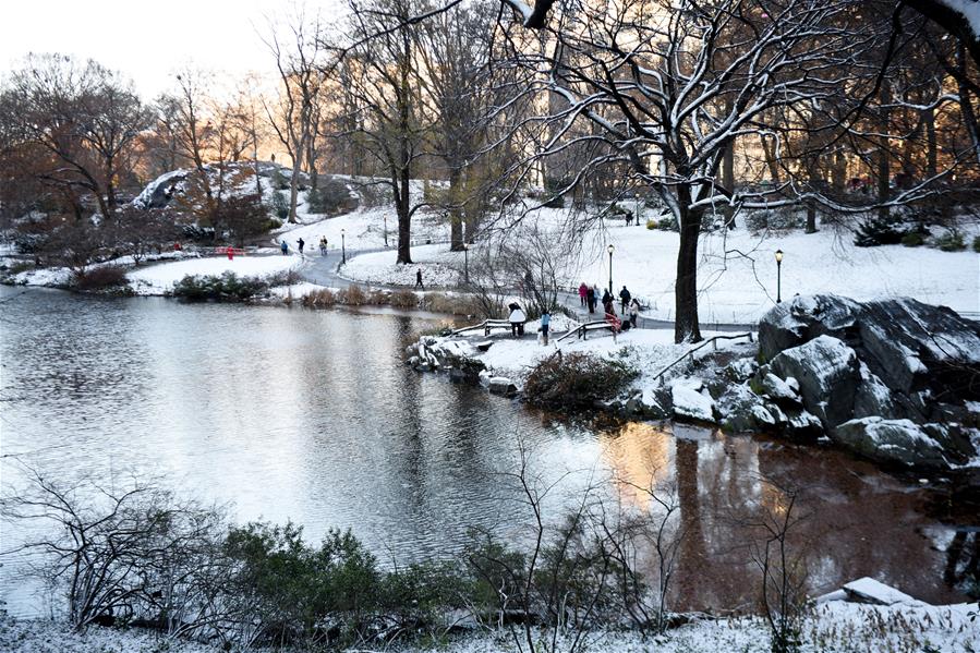 （新华视界）（8）纽约：中央公园首场雪景迎游客