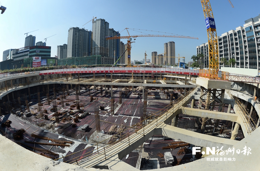 福州火车站南广场综合改造西楼“打底”破了纪录