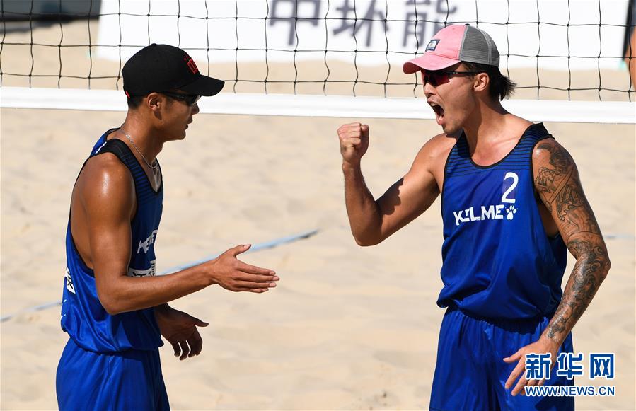 （体育）（1）沙滩排球——全国巡回赛总决赛：上海梅林江苏楷旗英联队夺得男子组冠军