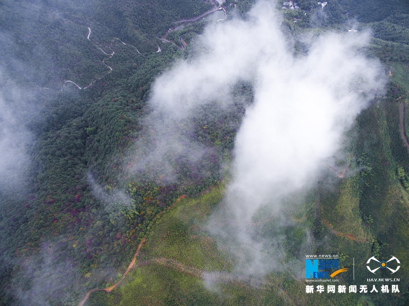 航拍杜丽娘故乡江西丫山云雾缭绕初冬如春日