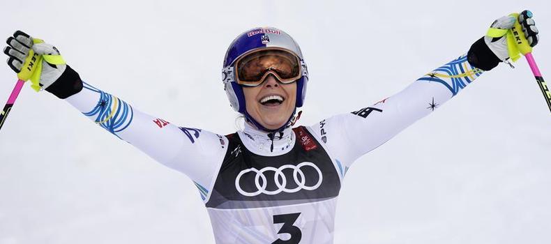 高山滑雪世錦賽：林賽·沃恩女子滑降獲季軍