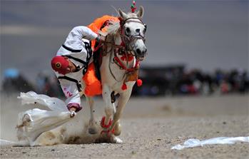 西藏阿裏舉行賽馬競技大賽